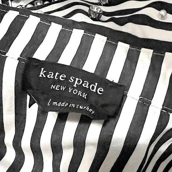 kate spade Acrobat Stripe Black and White Embellished Womens Shirt Size L - Picture 2 of 13